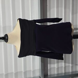 Ralph‎ Lauren Off Shoulder Purple Black Knit Sweater Top Long Sleeve Cotton M